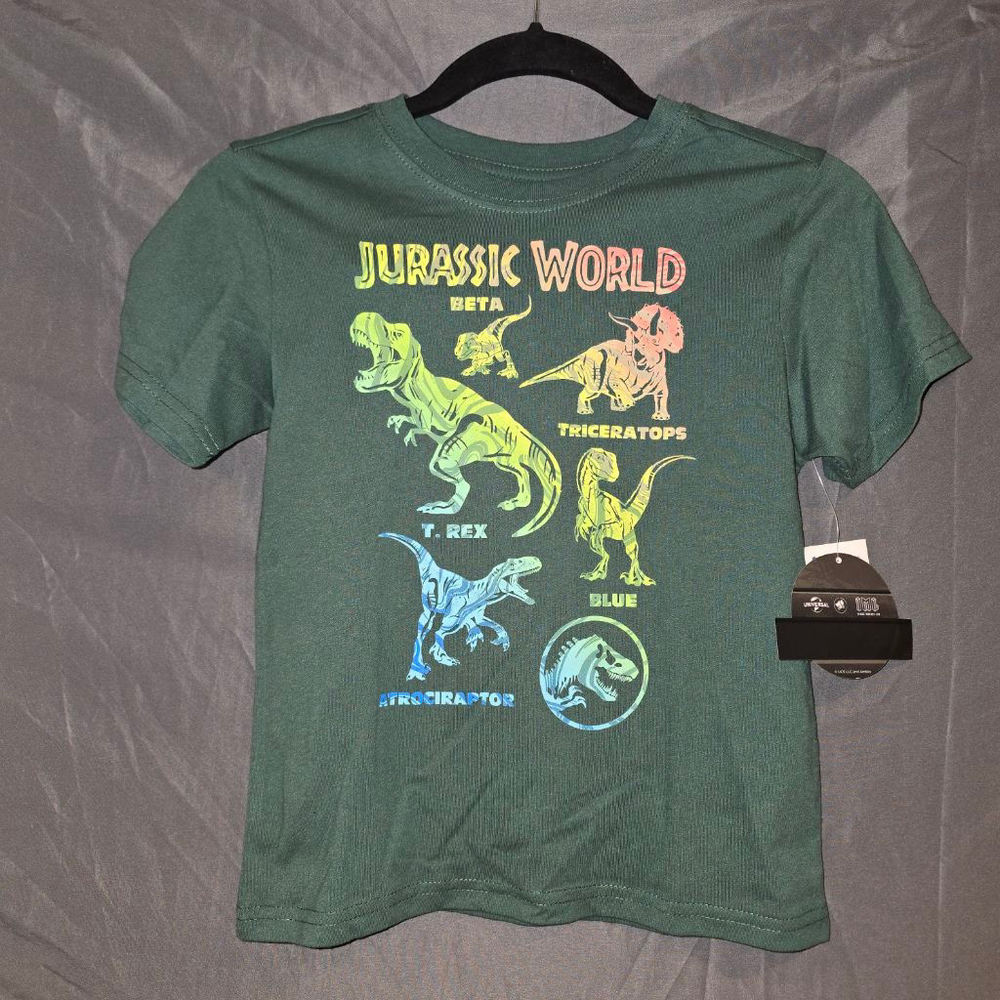 Kids Jurassic World T-Shirt Green/Yellow Size 7